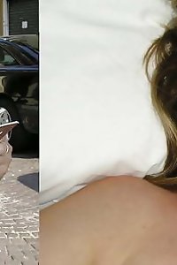 this is an elder blonde woman and guy giving her a wild time